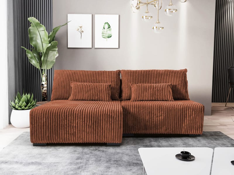 Lorynn 3-sits Bäddsoffa med divan - brun - Möbler - Soffa - Bäddsoffa - Bäddsoffa divan