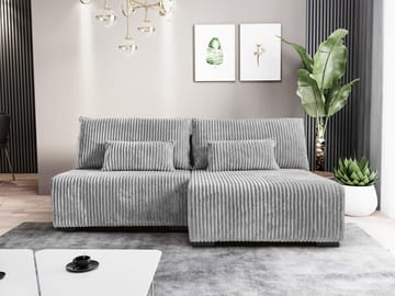 Lorynn 3-sits Bäddsoffa med divan - grå - Möbler - Soffa - Bäddsoffa - Hörnbäddsoffa