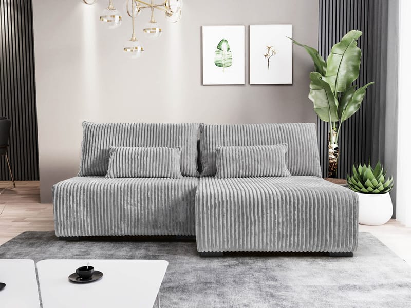 Lorynn 3-sits Bäddsoffa med divan - grå - Möbler - Soffa - Bäddsoffa - Hörnbäddsoffa