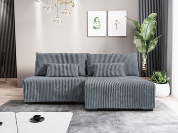 Lorynn 3-sits Bäddsoffa med divan - grå - Möbler - Soffa - Bäddsoffa - Hörnbäddsoffa