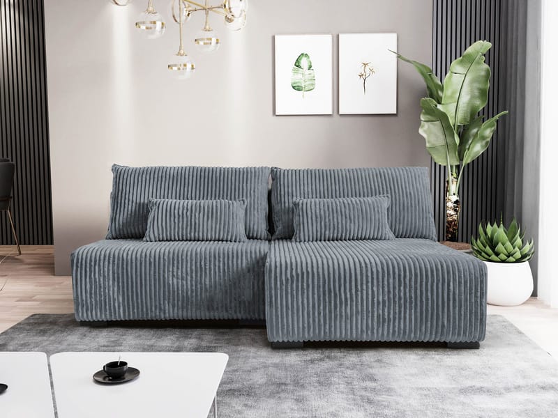 Lorynn 3-sits Bäddsoffa med divan - grå - Möbler - Soffa - Bäddsoffa - Hörnbäddsoffa