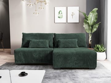 Lorynn 3-sits Bäddsoffa med divan - mörkgrön - Möbler - Soffa - Bäddsoffa - Hörnbäddsoffa