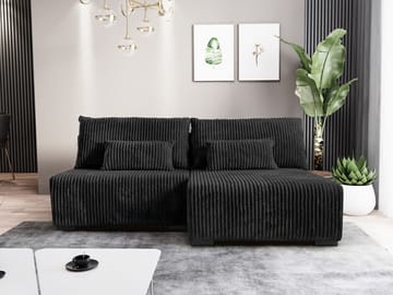 Lorynn 3-sits Bäddsoffa med divan - svart - Möbler - Soffa - Bäddsoffa - Hörnbäddsoffa