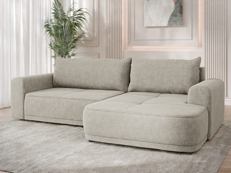 Malor 3-sits Bäddsoffa med divan Högervänd - beige - Möbler - Soffa - Bäddsoffa - Hörnbäddsoffa