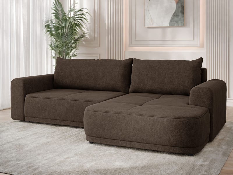Malor 3-sits Bäddsoffa med divan Högervänd - mörkbrun - Möbler - Soffa - Bäddsoffa - Hörnbäddsoffa