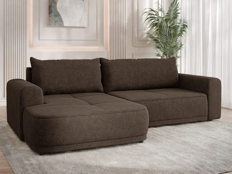Malor 3-sits Bäddsoffa med divan Vänstervänd - mörkbrun - Möbler - Soffa - Bäddsoffa - Hörnbäddsoffa