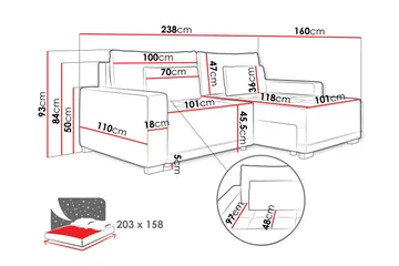Manetto Bäddsoffa m. Divan 2-sits - Svart/Brun - Möbler - Soffa - Bäddsoffa - Bäddsoffa divan