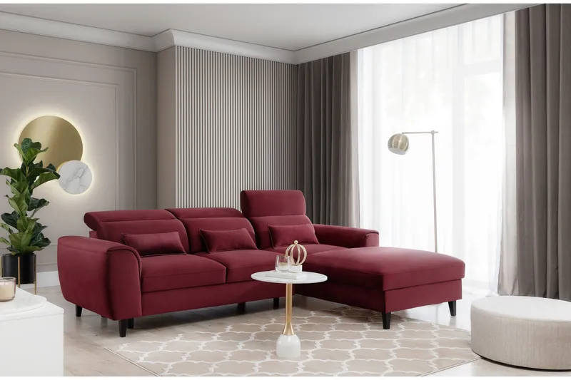 Manni 3-sits Bäddsoffa m. Divan med Förvaring, Röd
