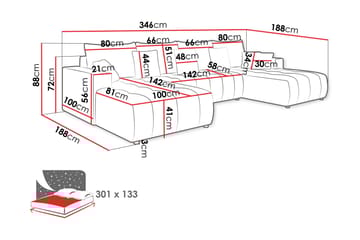 Mardon Bäddsoffa Dubbeldivan 4-sits - Beige - Möbler - Soffa - Bäddsoffa - U bäddsoffa