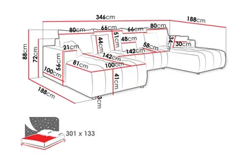 Mardon Bäddsoffa Dubbeldivan 4-sits - Grå - Möbler - Soffa - Bäddsoffa - U bäddsoffa