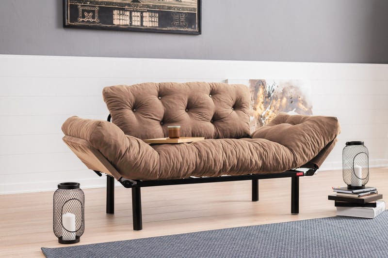 Maryborough 2-sits Rektangulär Fällbar Bäddsoffa 70x187 cm i Tyg - Brun - Möbler - Soffa - Bäddsoffa - 2 sits bäddsoffa