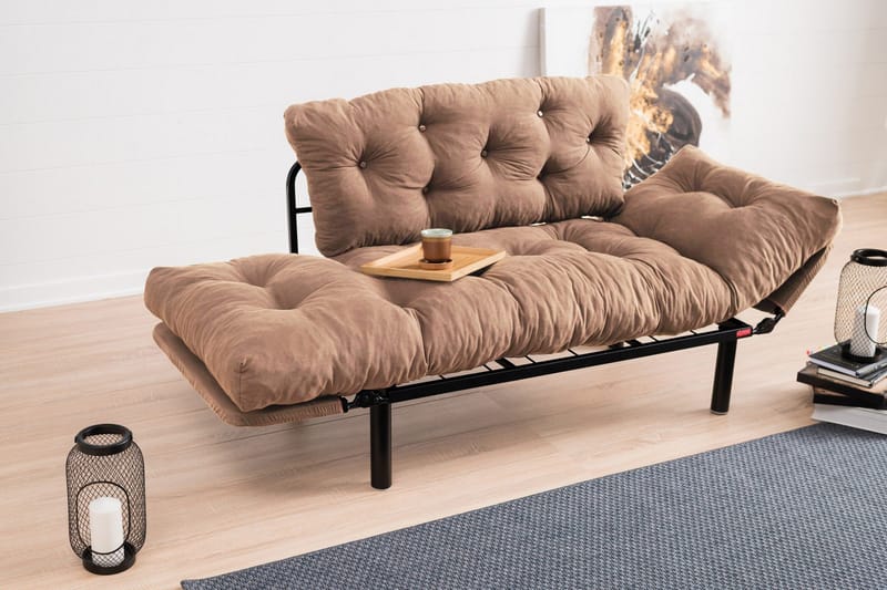 Maryborough 2-sits Rektangulär Fällbar Bäddsoffa 70x187 cm i Tyg - Brun - Möbler - Soffa - Bäddsoffa - 2 sits bäddsoffa