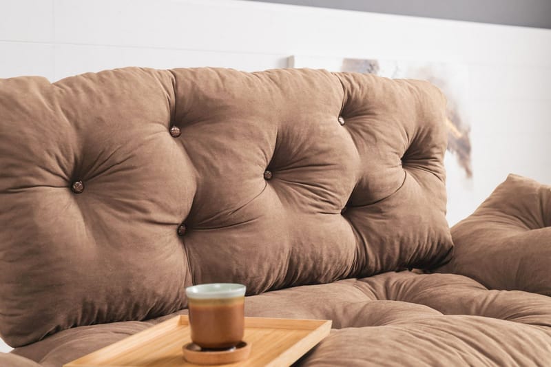 Maryborough 2-sits Rektangulär Fällbar Bäddsoffa 70x187 cm i Tyg - Brun - Möbler - Soffa - Bäddsoffa - 2 sits bäddsoffa