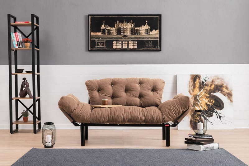 Maryborough 2-sits Rektangulär Fällbar Bäddsoffa 70x187 cm i Tyg - Brun - Möbler - Soffa - Bäddsoffa - 2 sits bäddsoffa