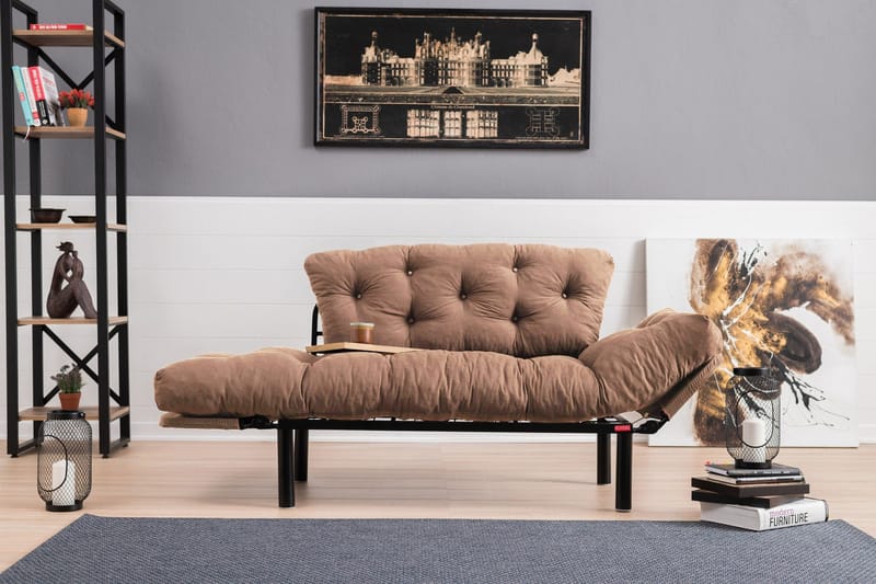 Maryborough 2-sits Rektangulär Fällbar Bäddsoffa 70x187 cm i Tyg - Brun - Möbler - Soffa - Bäddsoffa - 2 sits bäddsoffa