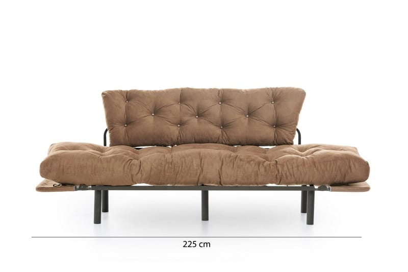 Maryborough 2-sits Rektangulär Fällbar Bäddsoffa 70x225 cm i Tyg - Brun - Möbler - Soffa - Bäddsoffa - 2 sits bäddsoffa