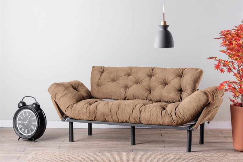 Maryborough 2-sits Rektangulär Fällbar Bäddsoffa 70x225 cm i Tyg - Brun - Möbler - Soffa - Bäddsoffa - 2 sits bäddsoffa