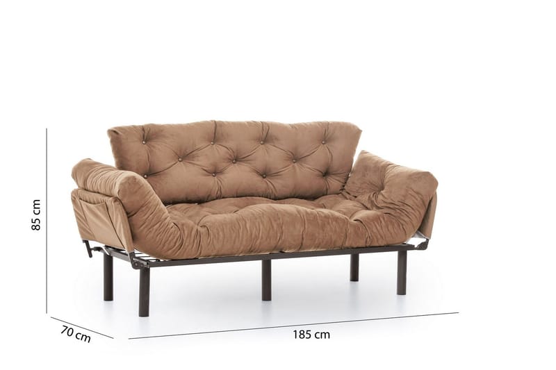 Maryborough 2-sits Rektangulär Fällbar Bäddsoffa 70x225 cm i Tyg - Brun - Möbler - Soffa - Bäddsoffa - 2 sits bäddsoffa