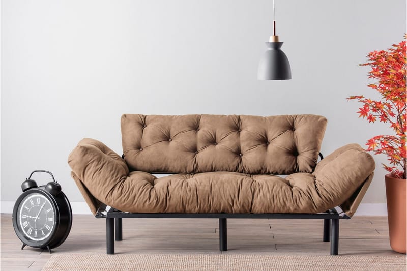 Maryborough 2-sits Rektangulär Fällbar Bäddsoffa 70x225 cm i Tyg - Brun - Möbler - Soffa - Bäddsoffa - 2 sits bäddsoffa