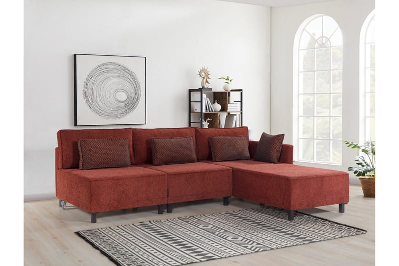 Matris 4-sits Bäddsoffa med Divan - Röd - Möbler - Soffa - Bäddsoffa - Bäddsoffa divan