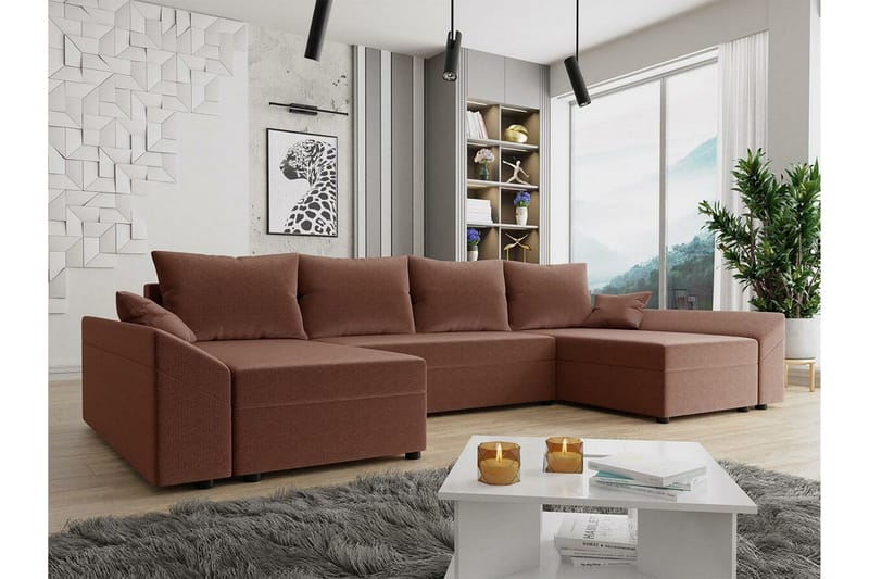 Midfeld 4-sits Hörnbäddsoffa NO_BRAND Brown - Möbler - Soffa - Bäddsoffa - Bäddsoffa längsbäddad