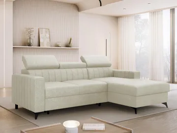 Milano 3-sits Bäddsoffa divan höger med förvaring - Beige - Möbler - Soffa - Bäddsoffa - Hörnbäddsoffa