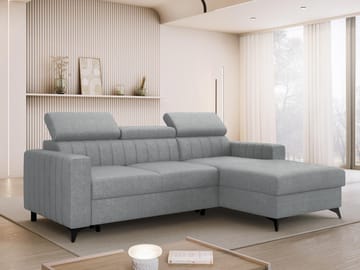 Milano 3-sits Bäddsoffa divan höger med förvaring - Grå - Möbler - Soffa - Bäddsoffa - Hörnbäddsoffa