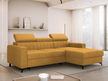 Milano 3-sits Bäddsoffa divan höger med förvaring - gul - Möbler - Soffa - Bäddsoffa - Hörnbäddsoffa