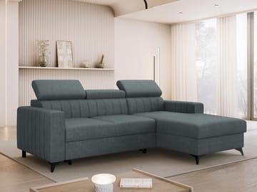 Milano 3-sits Bäddsoffa divan höger med förvaring - Mörkgrå - Möbler - Soffa - Bäddsoffa - Hörnbäddsoffa