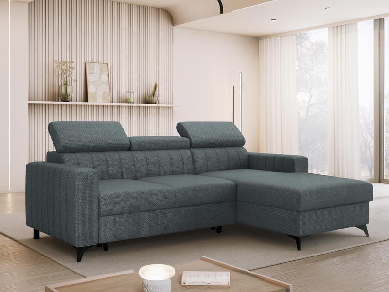 Milano 3-sits Bäddsoffa divan höger med förvaring - Mörkgrå - Möbler - Soffa - Bäddsoffa - Hörnbäddsoffa