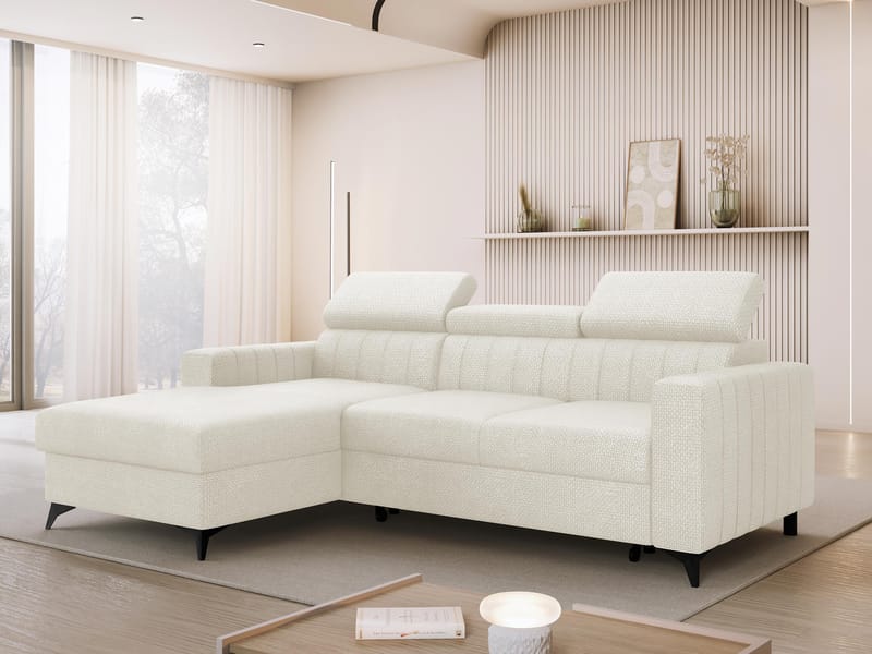 Milano 3-sits Bäddsoffa divan vänster med förvaring - beige - Möbler - Soffa - Bäddsoffa - Hörnbäddsoffa