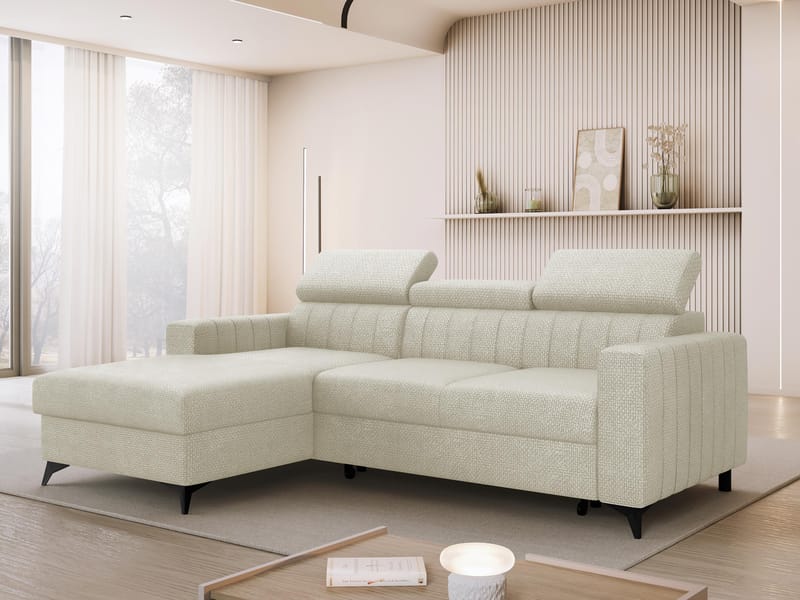 Milano 3-sits Bäddsoffa divan vänster med förvaring - Beige - Möbler - Soffa - Bäddsoffa - Hörnbäddsoffa