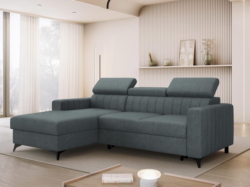 Milano 3-sits Bäddsoffa divan vänster med förvaring - Mörkgrå - Möbler - Soffa - Bäddsoffa - Bäddsoffa längsbäddad