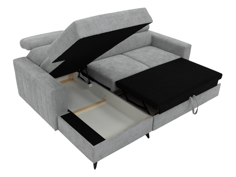 Milano 3-sits Bäddsoffa divan vänster med förvaring - Mörkgrå - Möbler - Soffa - Bäddsoffa - Bäddsoffa längsbäddad