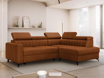 Milano 4-sits Bäddsoffa schäslong höger med förvaring - brun - Möbler - Soffa - Bäddsoffa - Hörnbäddsoffa
