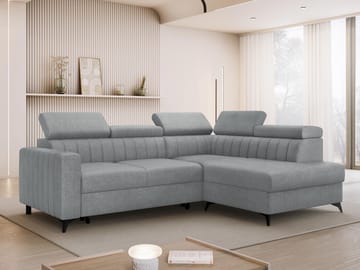 Milano 4-sits Bäddsoffa schäslong höger med förvaring - grå - Möbler - Soffa - Bäddsoffa - Bäddsoffa längsbäddad