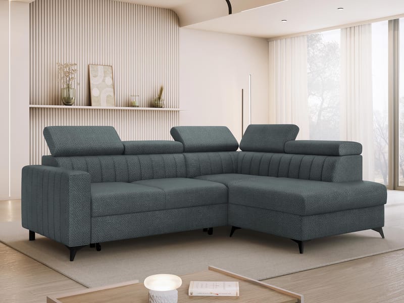 Milano 4-sits Bäddsoffa schäslong höger med förvaring - mörkgrå - Möbler - Soffa - Bäddsoffa - Hörnbäddsoffa