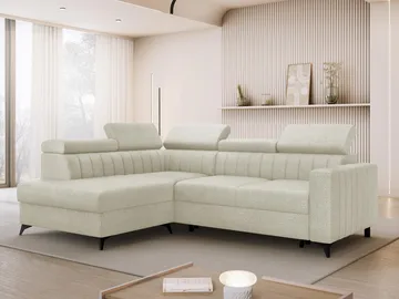 Milano 4-sits Bäddsoffa schäslong vänster med förvaring - beige - Möbler - Soffa - Bäddsoffa - Hörnbäddsoffa