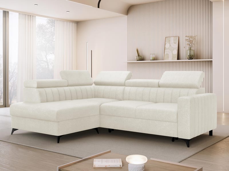 Milano 4-sits Bäddsoffa schäslong vänster med förvaring - beige - Möbler - Soffa - Bäddsoffa - Hörnbäddsoffa