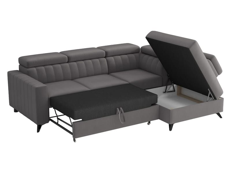 Milano 4-sits Bäddsoffa schäslong vänster med förvaring - brun - Möbler - Soffa - Bäddsoffa - Hörnbäddsoffa