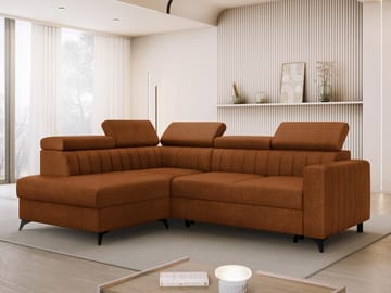 Milano 4-sits Bäddsoffa schäslong vänster med förvaring - brun - Möbler - Soffa - Bäddsoffa - Hörnbäddsoffa