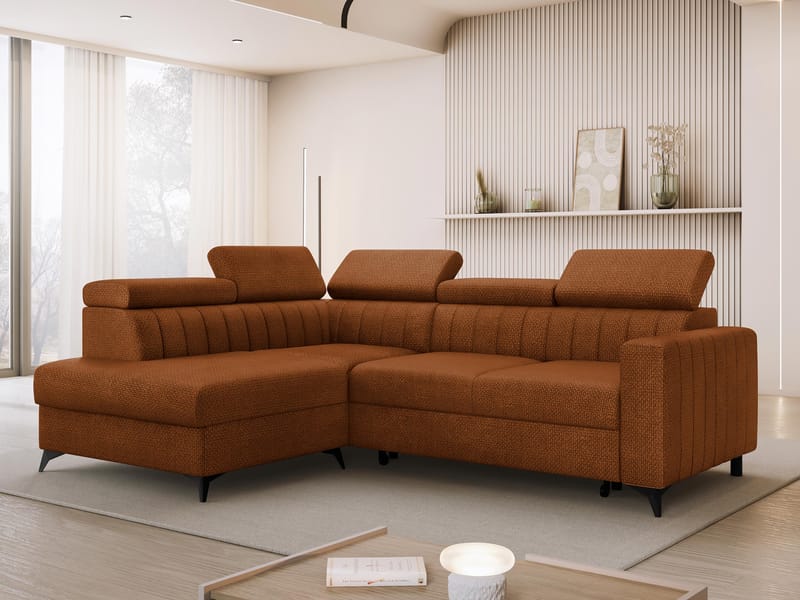 Milano 4-sits Bäddsoffa schäslong vänster med förvaring - brun - Möbler - Soffa - Bäddsoffa - Hörnbäddsoffa