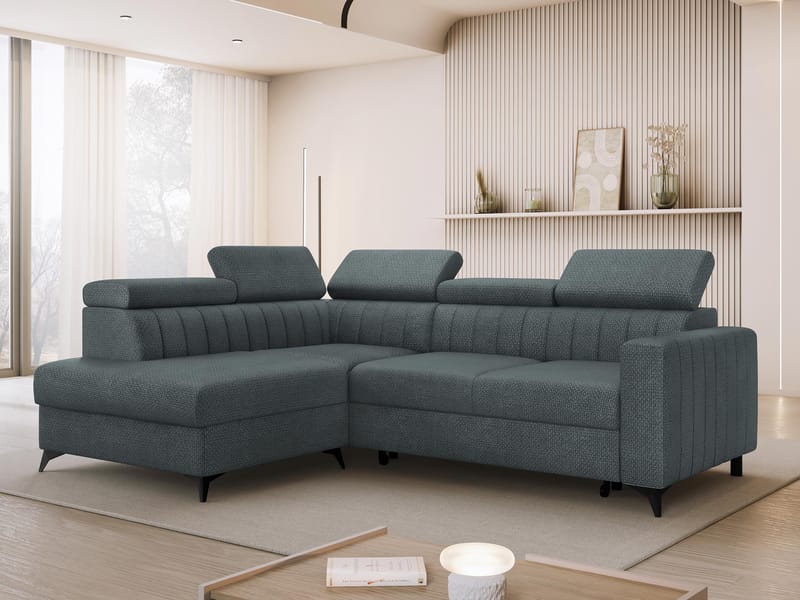 Milano 4-sits Bäddsoffa schäslong vänster med förvaring - Mörkgrå - Möbler - Soffa - Bäddsoffa - Hörnbäddsoffa