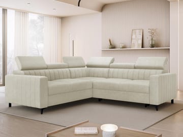 Milano 5-sits Bäddsoffa hörn med förvaring - Beige - Möbler - Soffa - Bäddsoffa - Hörnbäddsoffa