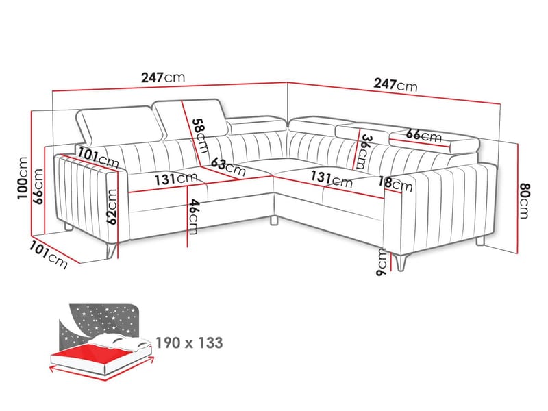 Milano 5-sits Bäddsoffa hörn med förvaring - Grå - Möbler - Soffa - Bäddsoffa - Hörnbäddsoffa