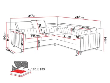 Milano 5-sits Bäddsoffa hörn med förvaring - Mörkgrå - Möbler - Soffa - Bäddsoffa - Hörnbäddsoffa