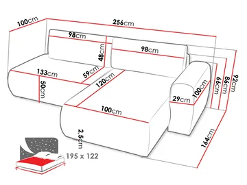 Milias 3-sits Bäddsoffa med Divan Vänster och Förvaring - Beige - Möbler - Soffa - Bäddsoffa - Hörnbäddsoffa