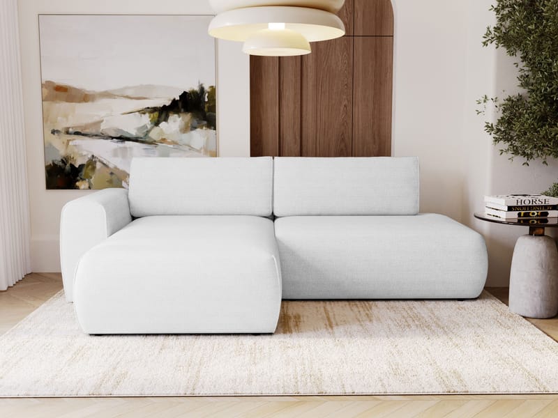 Milias 3-sits Bäddsoffa med Divan Vänster och Förvaring - Vit - Möbler - Soffa - Bäddsoffa - Hörnbäddsoffa