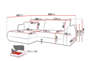 Mirana Bäddsoffa med Divan 3-sits - Vit - Möbler - Soffa - Bäddsoffa - Bäddsoffa divan