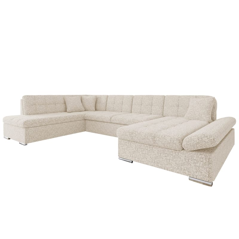 Mireo U-formad 5-sits Bäddsoffa med förvaring - beige - Möbler - Soffa - Bäddsoffa - Hörnbäddsoffa